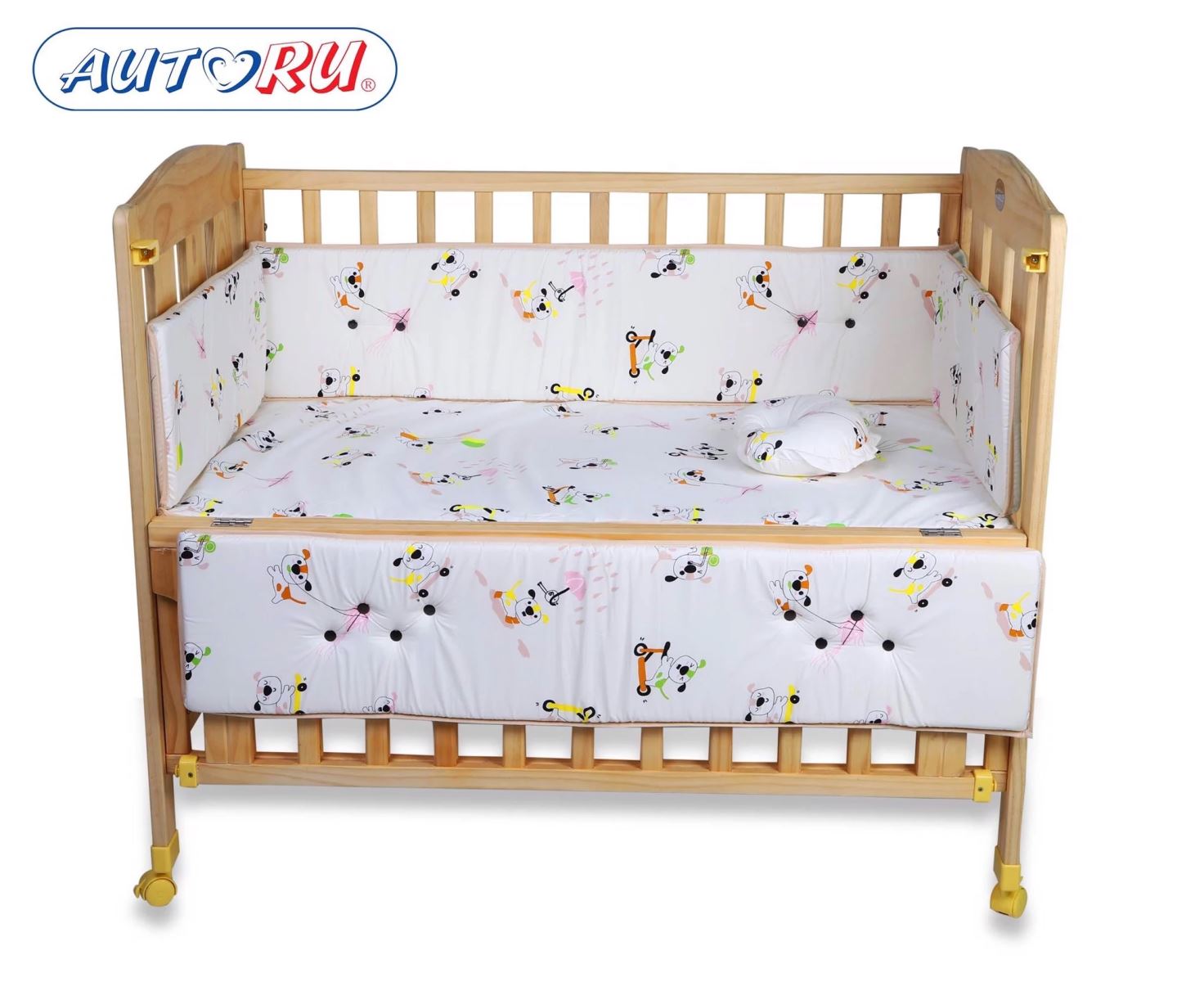 Bộ quây nệm cũi gỗ xếp cao cấp cho bé - thương hiệu Autoru