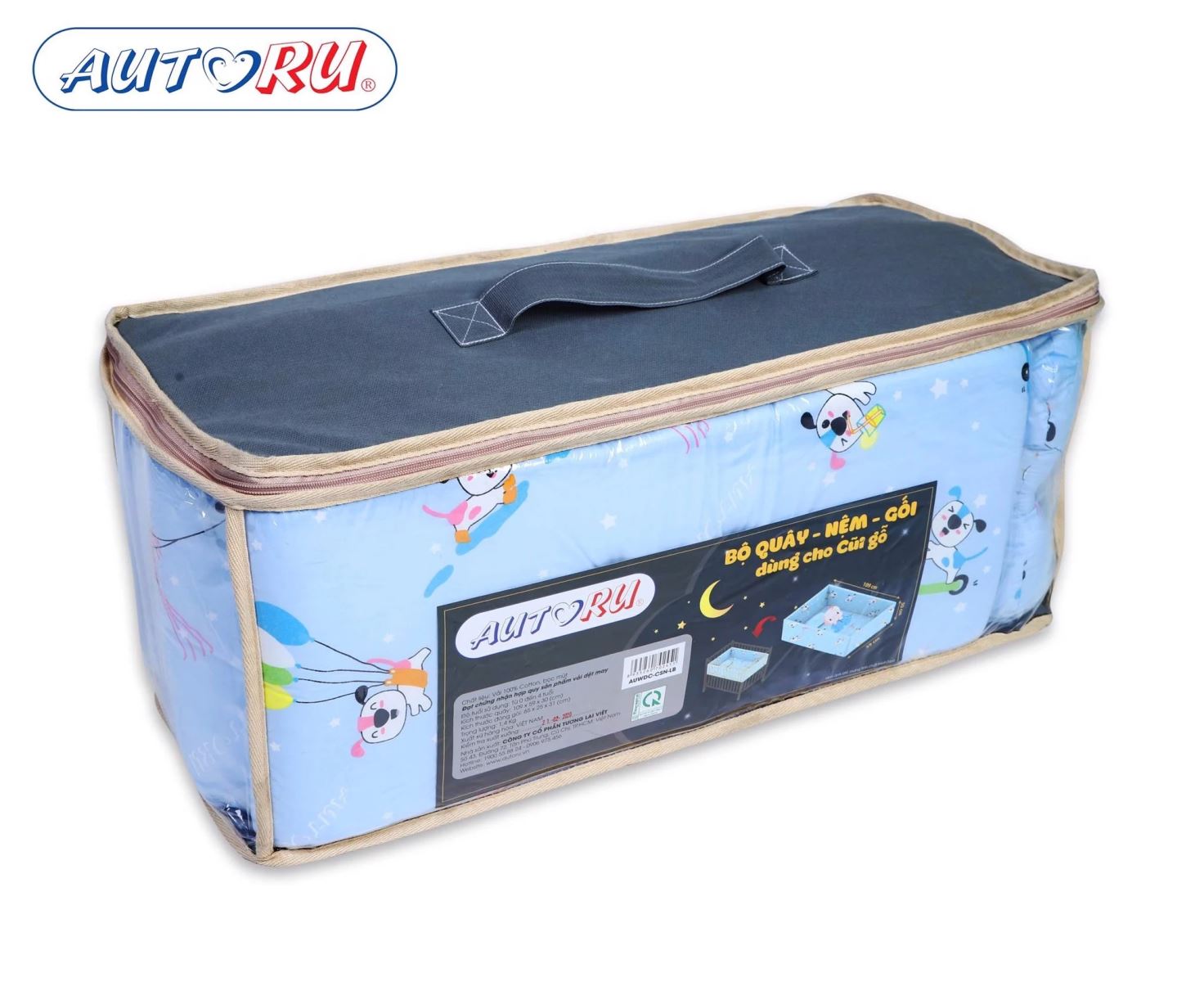 Bộ quây nệm cũi gỗ xếp cao cấp cho bé - thương hiệu Autoru